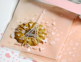 Nuevo 200 Uds lote Torre Eiffel de París sello autoadhesivo bolsas de merienda galletas encantadoras bolsa de regalo de pan 10x104cm sobre 2657299