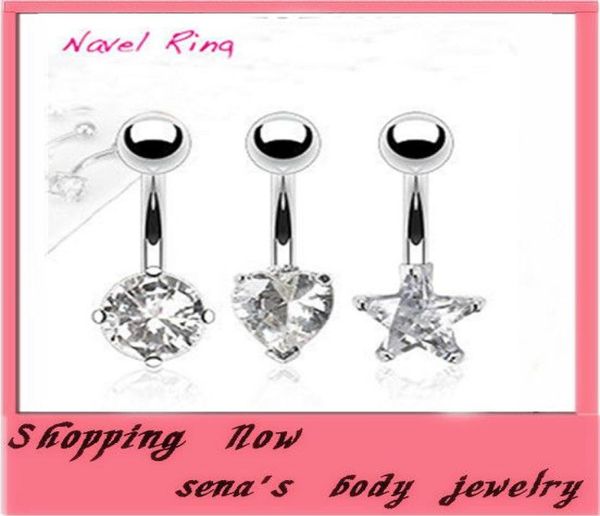 Nuevo 2015 Fashion Europestyle Belly Button Anillos de acero inoxidable Anillos del vientre de ombligo Body Jewelry Shiny Jewel Zircon Hebilla 6130389