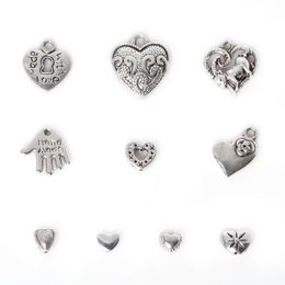 Gratis verzending Nieuwe 2016 nieuwe 155 stks zinklegering hart hangers charm gemengde antieke verzilverde charmes metalen sieraden bevindingen voor DIY Making