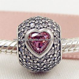 Nouveau 2016 Valentine Day 925 Sterling Silver Captivant Pave Heart Charm Bead avec Cz Convient aux bijoux européens Bracelets Necklace1912