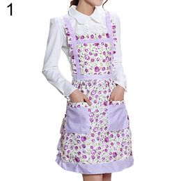 Nieuwe 2016 Dames Bib Comfy Cooking Chef Floral Pocket Kitchen Restaurant Princess Schort