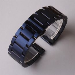 Nueva llegada 2017 20 mm 22 mm correa de reloj pulsera azul oscuro mate acero inoxidable correa de reloj de metal para engranajes s2 s3 s4 hombres wo272Y