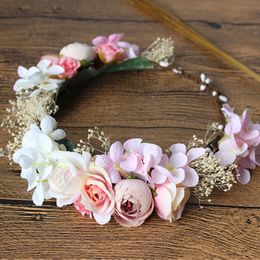 Nieuwe 2017 meisjes haaraccessoires slingers vintage bloem floral hoepel kinderen / audlt bloem meisje bruiloft strand haar sticks haarband A7363