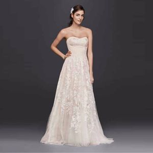 Nieuwe 2019 Kant A-lijn Trouwjurk Strapless Kralen Designer Open Back Court Train Mooie bruidsjurk MS251174