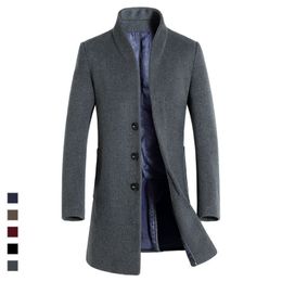 Nuevo 2018 de alta calidad para hombre de lana larga gabardina hombres coreanos Slim Fit Trench Parkas para el otoño