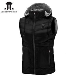 Nouveau 2018 gilet à capuche sans manches hommes hiver mode chaud noir veste sans manches gilet mince pour hommes manteaux coupe-vent 1806 S191019