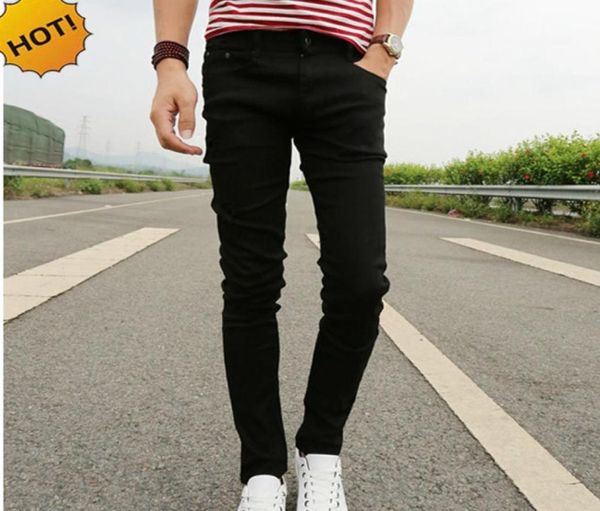 Nuevo 2018 Spring Summer Skinny Jeans para hombre Leisure Pantalones estiramientos estiramientos Pantalones de longitud negra Apretos Pantalones de lápiz barato Men enteros S8105270
