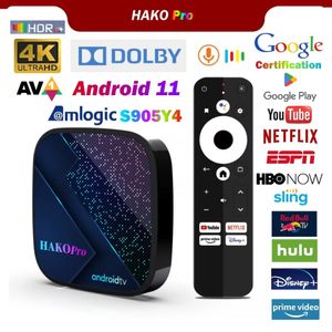 HAKO Pro TV BOX Android 11.0 Dolby Amlogic S905Y4-B 2GB/16GB 4GB 32/64GB 100M LAN 2.4G + 5G Dual Wifi BT5.0 4K HDR Smart TV Box