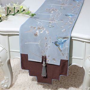 Nouveau 2019 Jacquard papillon fleur chemin de Table chinois soie brocart nappe Rectangle fête décor à la maison Table basse Pad