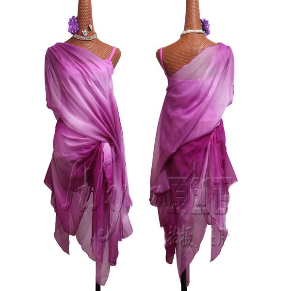 Nouveau 2019 robe de danse latine Violet robe Violet vêtements de danse Rumba/Salsa élégant Swing scène danse compétitive BL1894