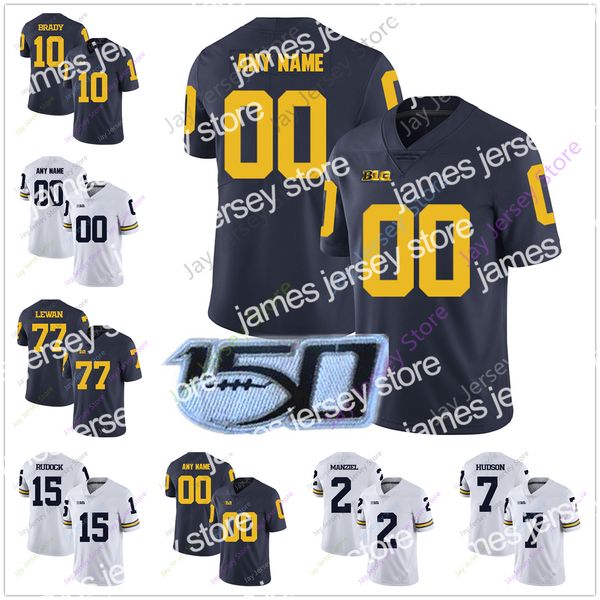 Nueva camiseta de fútbol universitario de Michigan Wolverines 2019 2 Johnny Manzie Jabrill Peppers Charles Woodson 55 Brandon Graham Michael Dwumfour