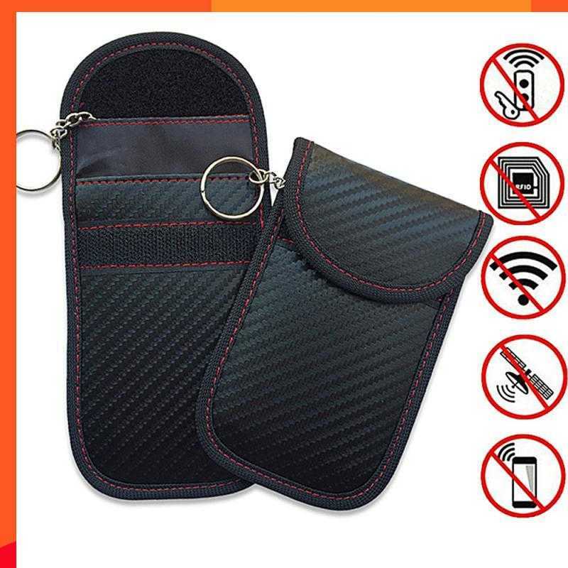 Neu 2019 neue kohlefaser anti-diebstahl auto schild fernbedienung schlüssel set RFID elektromagnetische abschirmung schlüssel paket keyless blocker