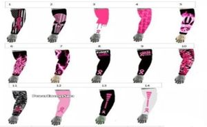 Nuevo 2019 Pink Football Flame Faith Love Ribbon Cáncer Manga del brazo de mama Manga del brazo de compresión Absorbe la humedad Cinta rosa Breast6354342