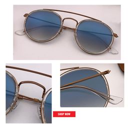 Nouveau Steampunk Vintage Round Metal Style Double Bridge Sunglasses Lunettes UV400 Verre Verre Soleil Flash Sun Oculos de Sol 3648401925