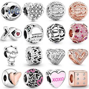 Nieuwe 2020 100% 925 Sterling Zilver Valentijnsdag Collectie Charm Heart Dames Fit DIY Originele Armband Mode-sieraden Gift AA220315