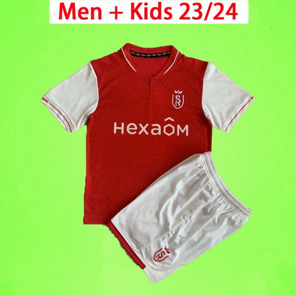 23/24 Stade de Reims camisetas de fútbol 2023 2024 kit para niños conjuntos para hombres Balogun Flips Ito camisetas de fútbol Sierhuis ABDELHAMID ZENELI VAN BERGEN CAJUSTE MATUSIWA Uniforme niños