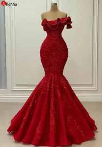 NOUVEAU! 2020 arabe Aso Ebi luxueux sirène sexy robes de soirée en dentelle perlée robes de bal Vintage formelle fête deuxième réception robes