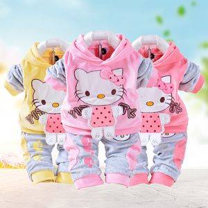 Nieuwe 2020 herfst baby kinderen set fluwelen cartoon t-shirt hoodies broek twinset lange mouw velours kinderkleding sets LJ200915