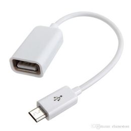 Kabels zwart / wit Micro USB Host Cable Male naar USB Vrouwelijke OTG-adapter Android Tablet PC en telefoon