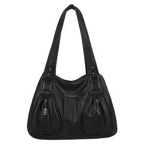 Sacs à bandoulière 2021 mode femmes en cuir concepteur noir sacs à main Simple fourre-tout Shopper sac qualité femme couleur unie