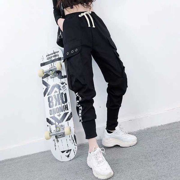 Nouveau 2020 chaud femmes pantalons grandes poches Cargo pantalon taille haute Baggy tactique pantalon ample Streetwear hip hop joggers X0629