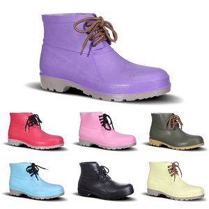 Nieuwe 2020 Heren Regenlaarzen Lage Labor Insurance Miner Shoes No-Merk Design Steel Teen Cap Zwart Geel Roze Rood Paars Donkergroen 38-44