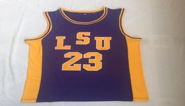 nouveau 2020 nouvelle arrivée pas cher de haute qualité 23 Pete Maravich LSU Tigers College Basketball Jerseys blanc violet jaune cousu violet2097470
