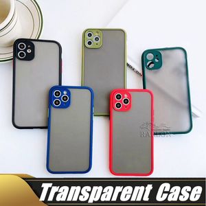 Coques de téléphone en TPU et PC lisses Couverture arrière givrée transparente pour iPhone 6 7 8 XR XS 11 12 mini Pro Max Position précise du trou antichoc