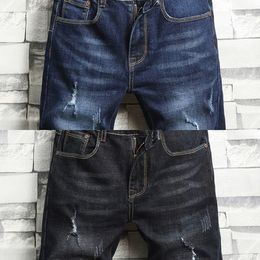 Nieuwe 2020 zomer heren gescheurde denim shorts mode casual klassieke stijl merk normale fit korte jeans mannelijk zwart blauw C0222