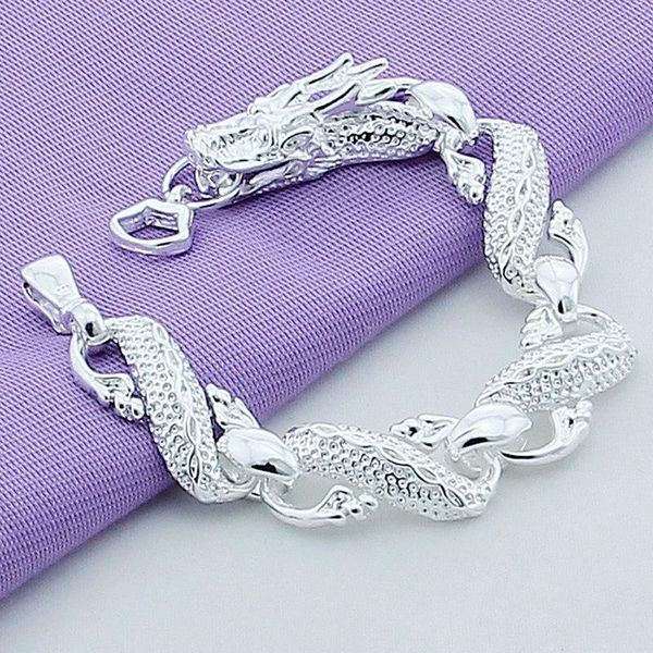 Nouveau 2020 à la mode 925 en argent Sterling blanc chinois Dragon chaîne bracelets pour hommes mode bijoux Pulseira mâle