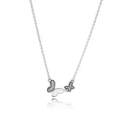 NOUVEAU 2021 100% 925 Sterling Silver Butterfly Collier Fit DIY Original Fshion Bijoux Cadeau 111