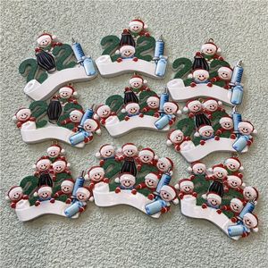 Nieuwe 2021 DIY Kerstversieringen Boom Ornamenten Beschrijfbare Santa Claus Hanger Home Party Geschenken voor Family Friends Fedex A12