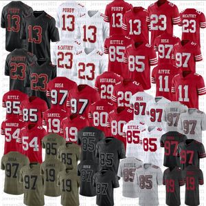 2024 Nouveaux maillots de football Brock Purdy George Kittle Christian McCaffrey Warner Nick Bosa Deebo Samuel Rice Montana Hufanga Aiyuk Young