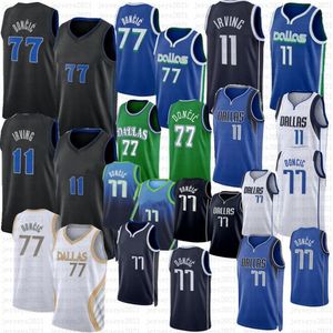 Luka Doncic Kyrie Irving basketbalshirts 2024 City 77 11 blauw zwarte editie groene trui