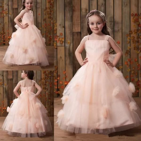 Nuevos vestidos de flores para niñas, Top de encaje espagueti, ropa Formal para niños para fiesta, vestidos para niños pequeños 2021