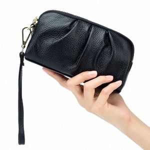 Nouveau 2021 Polyvalent Lady Portefeuille Ctrast Couleur Porte-clés Style de chaîne Véritable Couche supérieure en cuir de vache Zipper Coins Pocket Purse M4Dz #