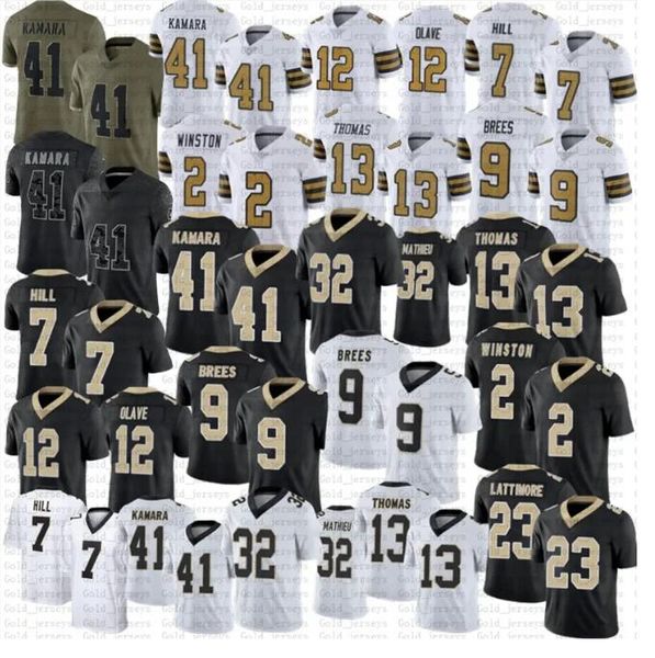 2023 Drew Brees Tyrann Mathieu camiseta de fútbol Derek Carr Chris Olave Alvin Kamara Jameis Winston Thomas Taysom Hill Marshon Lattimore