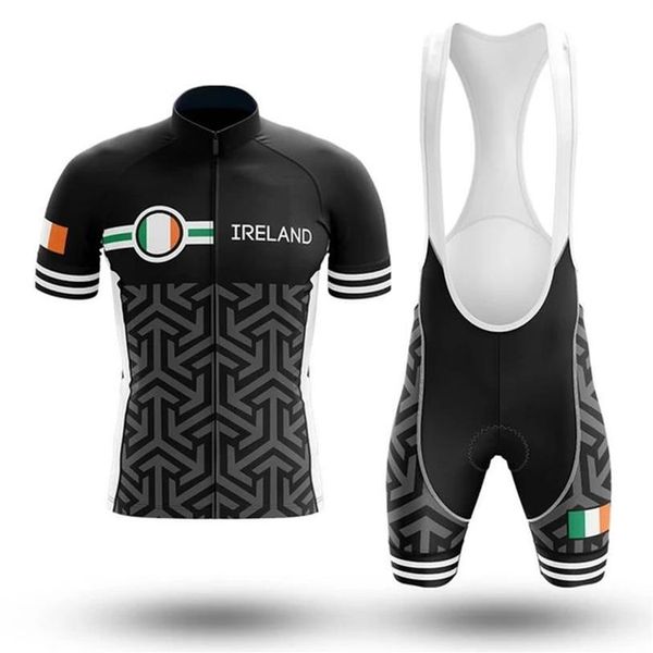 Nouveau 2022 Irlande Black Cycling Team Jersey 19D Pad Bike Shorts Set Séchage rapide Ropa Ciclismo Mens Pro BICYCLING Maillot Culotte wear298e