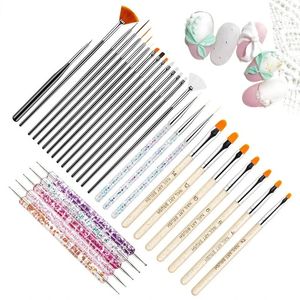 NOUVEAU 2022 Nail Art Nail Art Nail Brush Design Drawing Scarving Dotting Nail Nail Builder Flat Liner acrylique Gel Polish