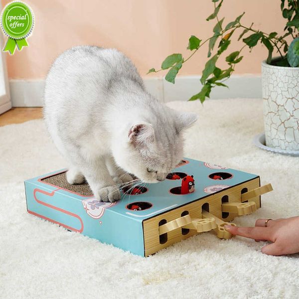 Nuevo 2022 nuevo juguete para gatos Chase Hunt Mouse Cat Game Box 3 en 1 con rascador Funny Cat Stick Cat Hit Gophers Interactive Maze Tease Toy