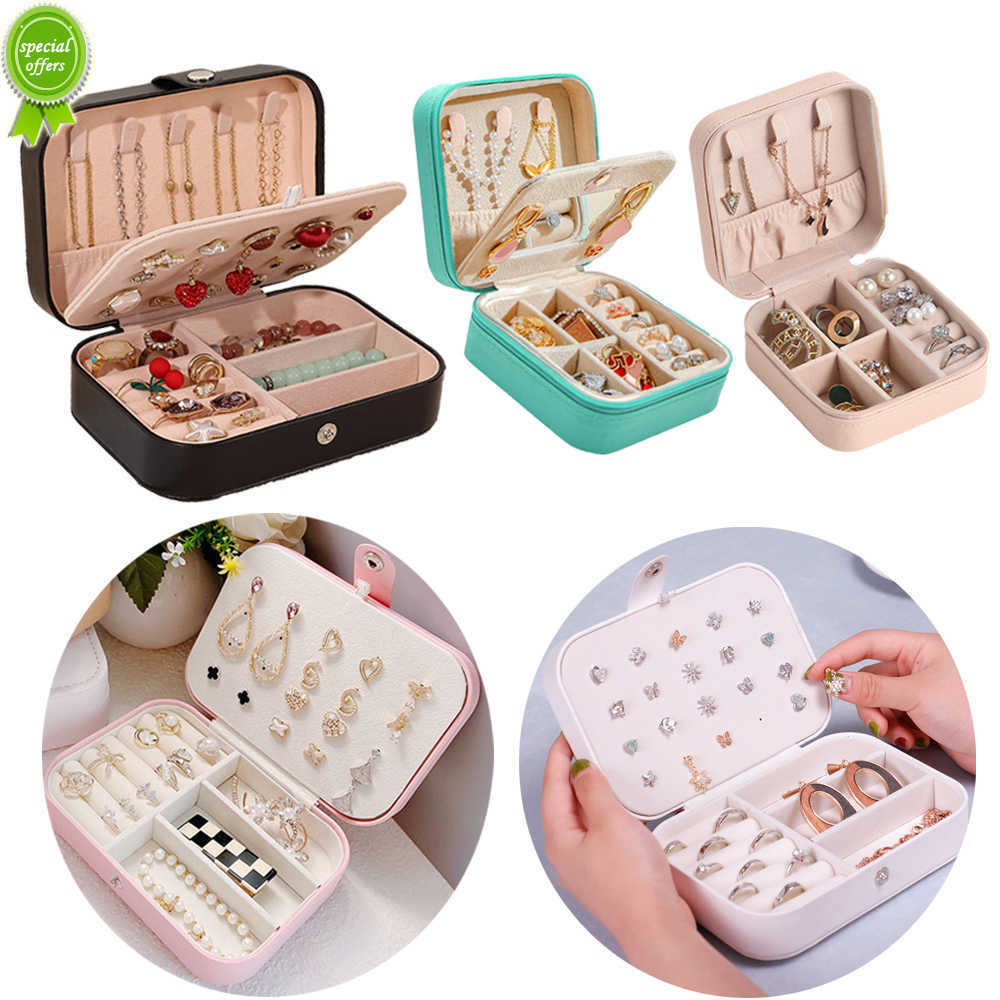 Simple Storage Jewelry Box Creative Portable PU Single Layer Jewelry Storage Box Earrings Earrings Ring Storage Display Box For Home Travel Girl Gift