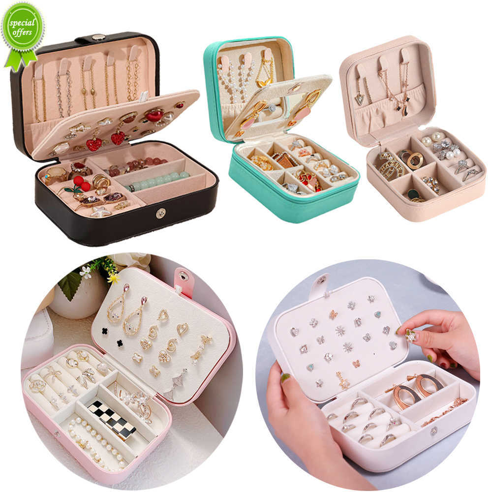 Einfache Lagerung Schmuckschatulle Kreative tragbare PU Einschichtige Schmuck Aufbewahrungsbox Ohrringe Ohrringe Ring Aufbewahrungsbox Für Zuhause Reise Mädchen Geschenk