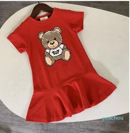 Nuevo 2022 Summer Fashion Vestidos para niños para niñas Algodón Cartoon Bear Manija corta Cómoda Vestido Princesa 210 Year858236