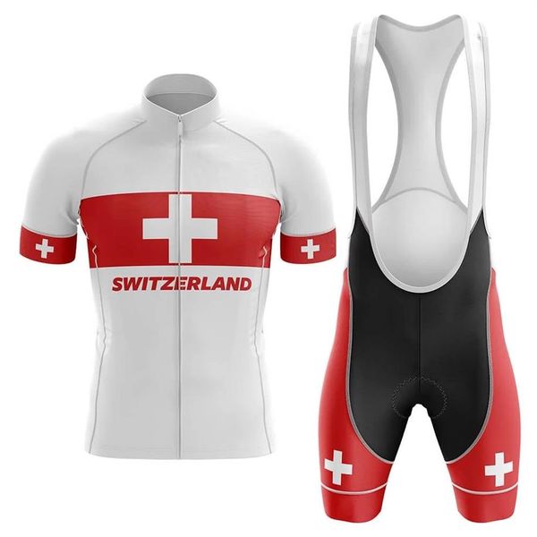 Nuevo 2022 Suiza Equipo de ciclismo Jersey 19D Pad Bike Shorts Set Quick Dry Ropa Ciclismo Mens Pro Ciclismo Maillot Culotte Wear262d