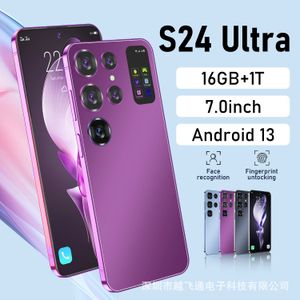 Nuevo 2023 Teléfono móvil transfronterizo S24 Ultra Real 4G Android 7.0 pulgadas Pantalla grande perforada real Comercio exterior en stock Teléfono móvil al por mayor