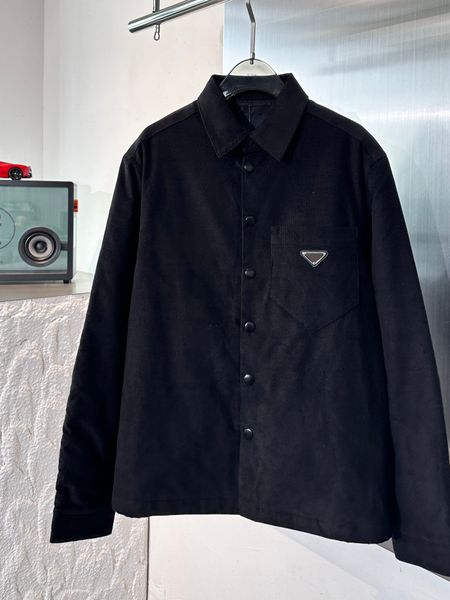 Nouveau 2023 veste de créateur de haute qualité en velours côtelé simple boutonnage veste de chemise noire décontractée pour hommes