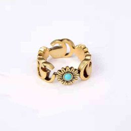 Nouveau 2023 designer bijoux bracelet collier Accessoires Daisy bague bronze fleur Turquoise Anneau pour les couples