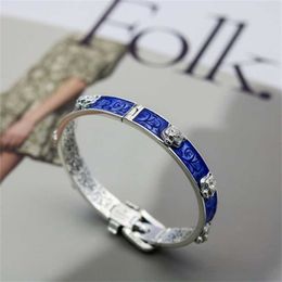 Nouveau 2023 designer bijoux bracelet collier anneau Qi personnalité bleu émail tête verrouillage ceinture couple Bracelet