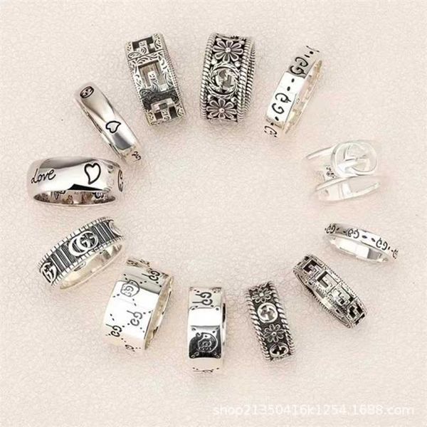 Nuevo 2023 joyería de diseñador pulsera collar Skull Ring Little Daisy par RING 925 Sterling hombre mujer pareja elf ring