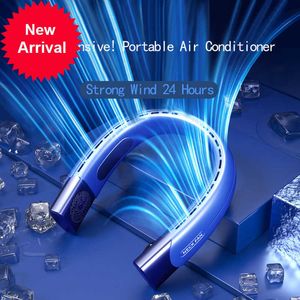 New 2023 Hanging Neck Fan Portable Air Conditioner USB 4000mah Rechargeable Air Cooler 5 Speed Electric Fan For Outdoor